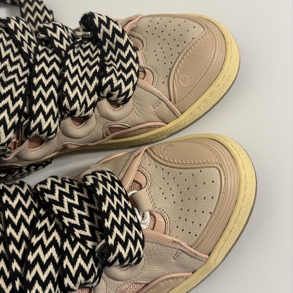 Lanvin Curb Shoes Mens Size 40 Beige Pink Low Top Leather Suede Made in Italy - Picture 13 of 16